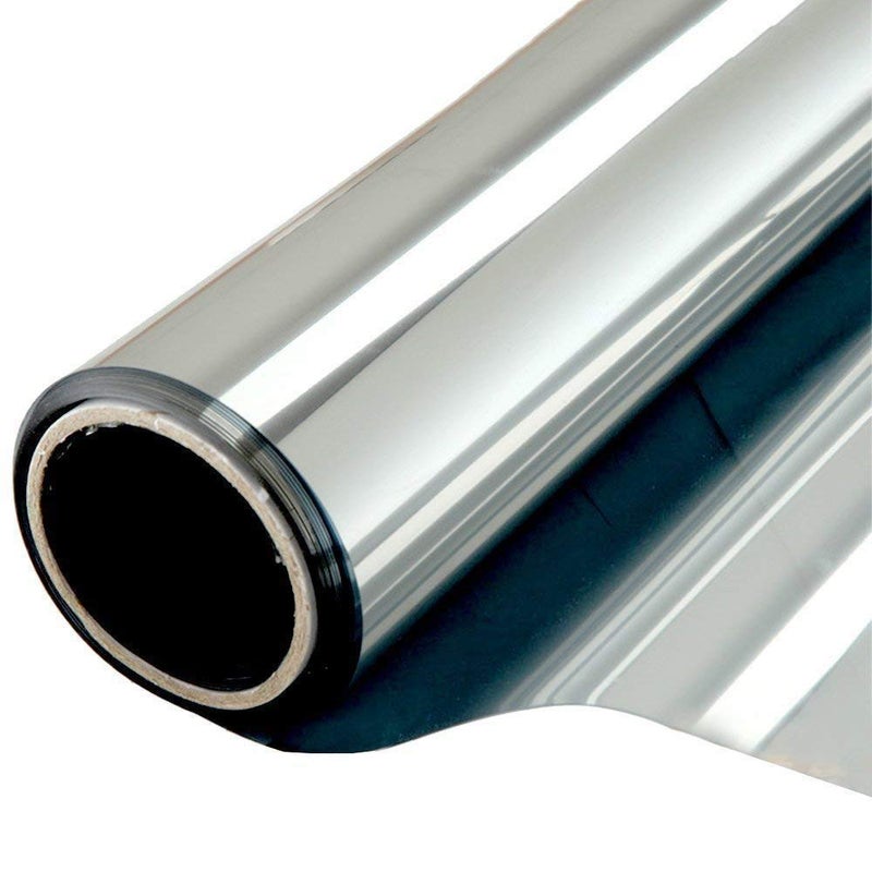 WPCTEV Window Film One Way Mirror Film Privacy Static Non-Adhesive Decorative Heat Control Anti UV Window Tint for Home and Office Silver 6 Mil 17.7 Inch x 16.4 Feet - Image 1
